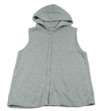 Sivá melírovaná tepláková vesta s kapucňou