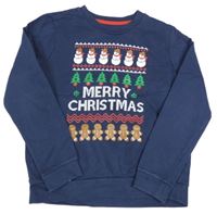 Tmavomodrá mikina so sněhuláky a stromky Lily & Dan