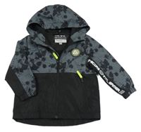 Šedo-černá šusťáková jarní flekatá bunda s kapucí F&F