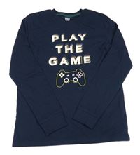 Tmavomodré pyžamové tričko s ovladačem