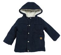 Tmavomodrá flaušová zateplená bunda s kapucí kiabi