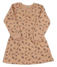 Meruňkové květované teplákové šaty 