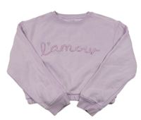 Lila crop mikina s nápisom Primark