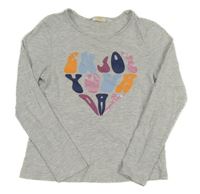 Sivé melírované tričko s nápisom kids