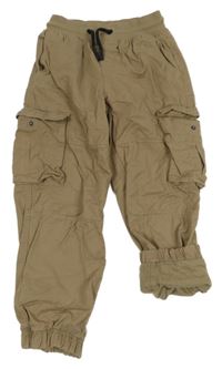 Hnedé plátenné podšité cuff nohavice s vreckami Chapter young