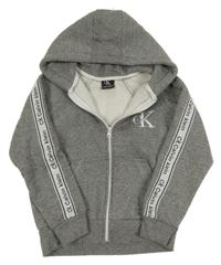 Sivá melírovaná mikina s logom a kapucí - Calvin Klein