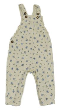 Smetanové laclové květované tepláky F&F