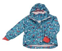 Modro-červená vzorovaná šusťáková funkční zimní bunda s kapucí Lupilu