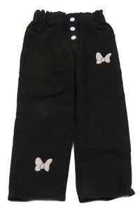 Čierne rifle s mašličkou shein