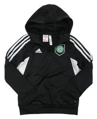 Černá fotbalová funkční mikina s pruhy a kapucí - Celtic Adidas