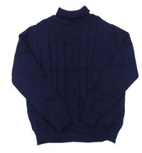 Tmavomodrý sveter so vzorom a rolákom Shein