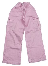 Ružové plátenné wide leg cargo nohavice zn. Primark