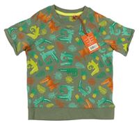 Khaki teplákové tričko s krokodílmi  Miniclub
