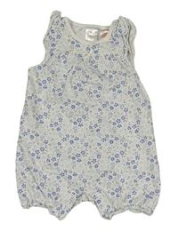 Bielo-modrý kvetovaný kraťasový overal H&M