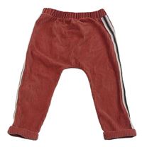 Cihlové žebrované sametové baggy tepláky s pruhy Next