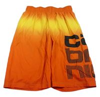 Oranžovo-žlté plážové kraťasy s nápisom zn. Carbrini
