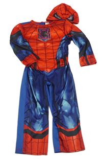 Kostým - 2set - tmavomodro-červený overal + maska - Spiderman Marvel