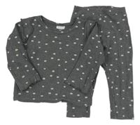 2set - Sivé bodkovaná é rebrované triko + legíny zn. Next