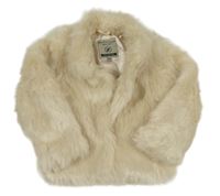 Smotanový kožušinový podšitý kabát