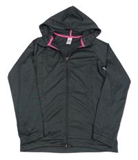 Tmavošedá melírovaná propínací sportovní mikina s kapucí C&A