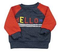 Tmavomodro-červená melírovaná mikina s nápisom Primark