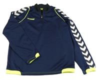 Tmavomodro-neonově žlutá sportovní mikina se šipkami Hummel