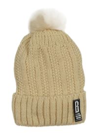 Vanilková třpytivá čepice s bambulí 