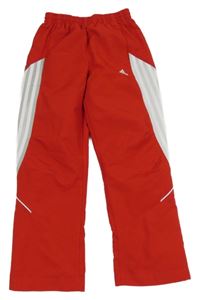 Červeno-sivo-biele šušťákové športové nohavice s pruhmi Adidas