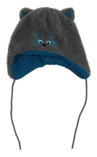 Šedá plyšová čepice s čumákem 