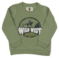 Zelená mikina s nápisom a kovbojem Pocopiano