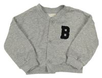 Sivá melírovaná prepínaci crop mikina s písmenem