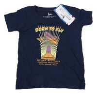 Nové - Tmavomodré tričko s lietadlom 