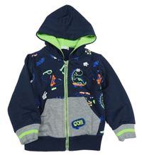 Tmavomdoro-sivá prepínaci mikina s diny a kapucňou