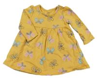 Horčicové teplákové šaty s motýlikmi M&S