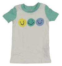 Bielo-tyrkysové tričko so smajlíkmi Primark