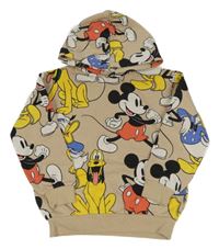 Béžová mikina s Mickeym a kamarády a kapucí H&M