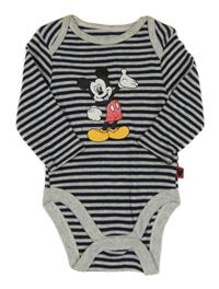 Tmavomodro-sivé pruhované body s Mickeym Disney