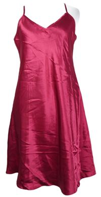 Dámska tmavoružová saténová nočná košeľa