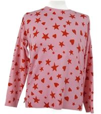 Dámský růžovo-červený srdíčkovaný svetr s hvězdami M&S