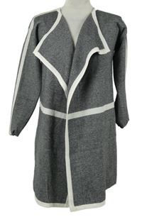 Dámský tmavošedo-bílý svetrový cardigán s pruhy 