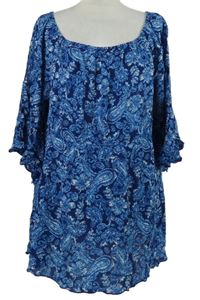 Dámská tmavomodro-modrá vzorovaná halenková tunika Joe Browns 