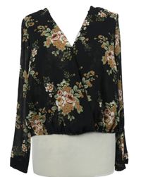 Dámská černá květovaná šifonová crop halenka Hailys 