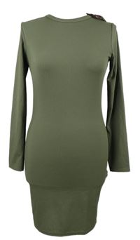 Nové - Dámské khaki žebrované šaty Boohoo 