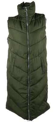 Dámska khaki šušťáková zateplená maxi vesta JDY