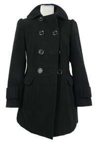Dámsky čierny flaušový kabát C&A