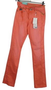 Nové - Dámske lososové skinny rifle s opaskom S´Questo