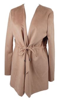 Dámský růžový semišový cardigán na zavazování Fabrika