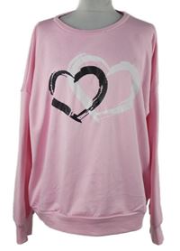 Dámská růžová mikina se srdíčky 