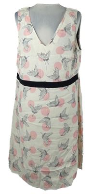 Dámské bílo-růžové puntíkované šaty s volavkami 