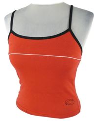 Dámsky červený crop top s černým lemem